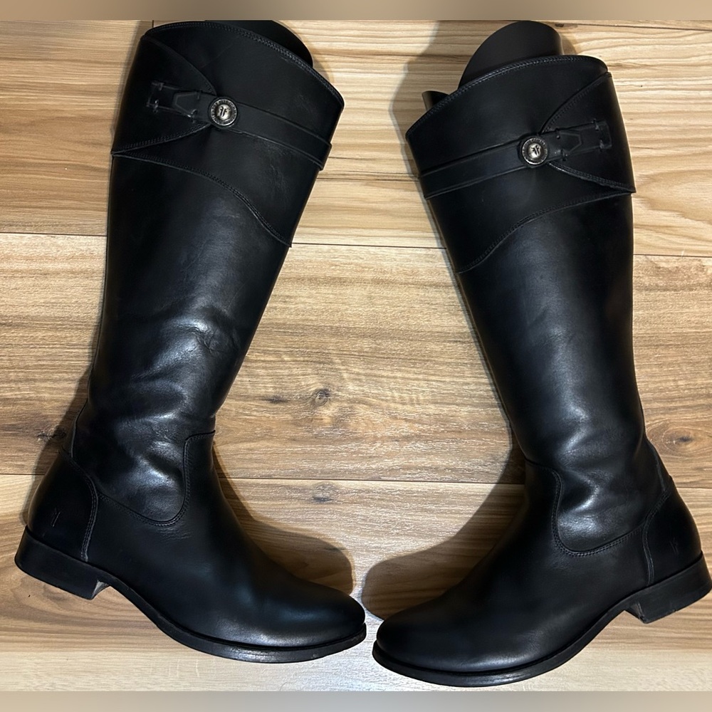 Frye Molly Black Leather Riding Boots Size 7.5
